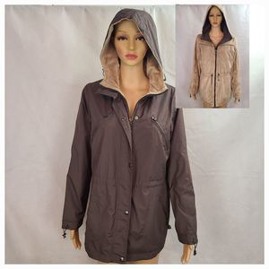 Free Country Women's (S) Brown and Tan Reversible Hooded Anorak Jacket Coat